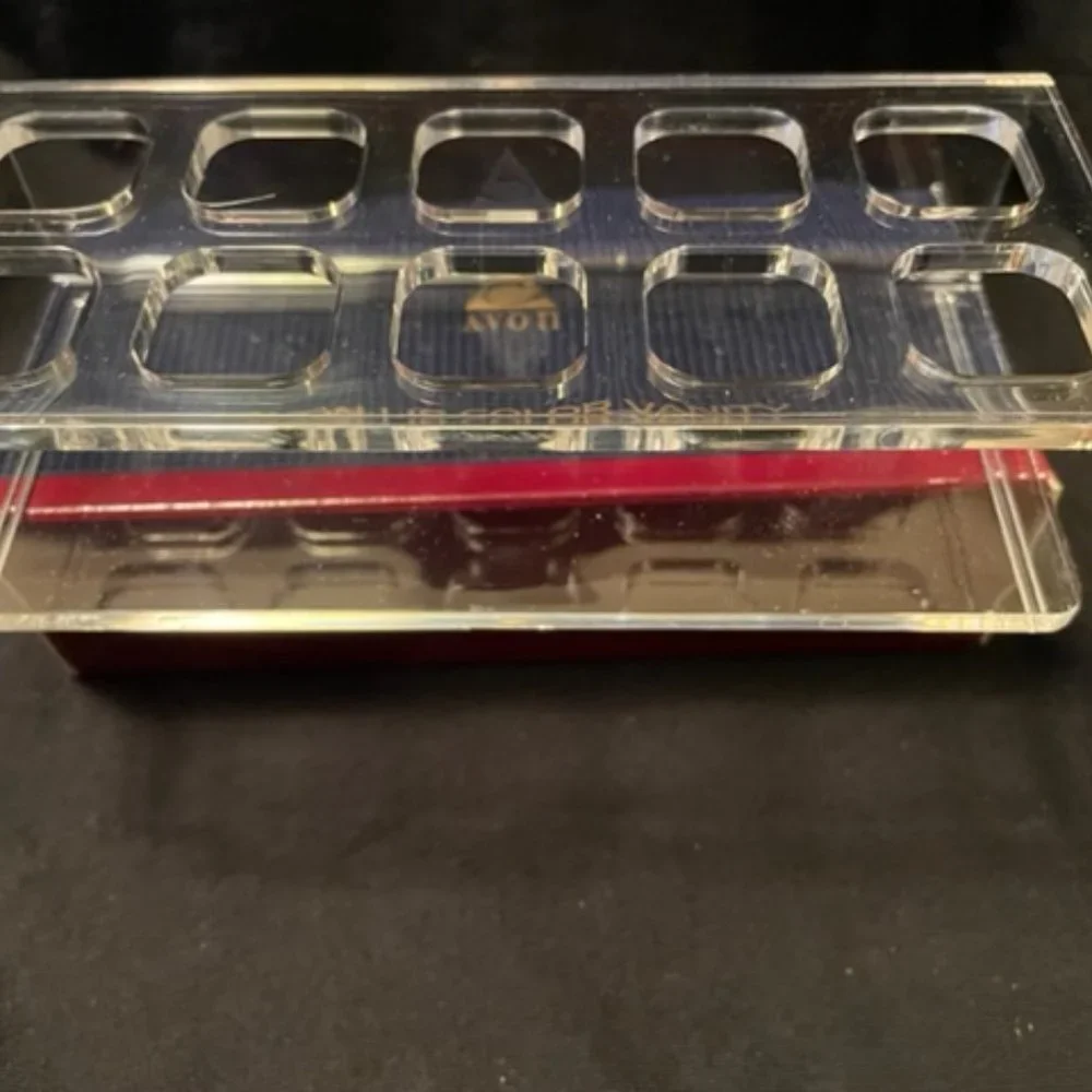 Vintage 1994 Avon Lip Color Vanity 10 slot acrylic holder Lipstick stand New